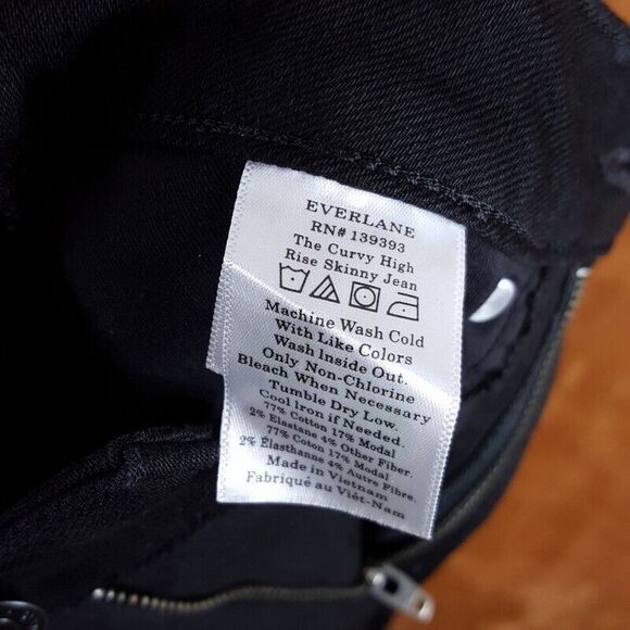 EVERLANE Womens Jeans Size 23 Black Wash CURVY HIGH RISE SKINNY Stretch Denim - Picture 12 of 13